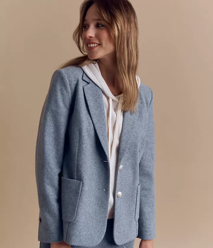 Vestes & Manteaux>DEVERNOIS Blazer en laine bouillie Boutonnée Grischine