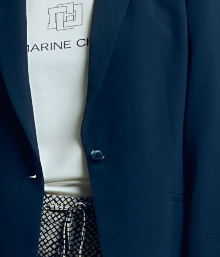 Vestes & Manteaux>DEVERNOIS Blazer fluide En crêpe Marine