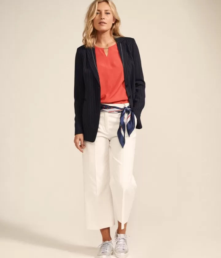 Vestes & Manteaux>DEVERNOIS Blazer rayure "banquier" En crêpe fluide