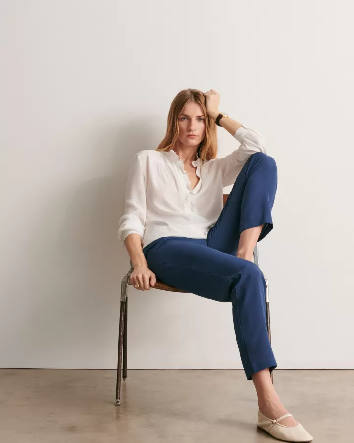 Tops & Chemises>DEVERNOIS Blouse à encolure volantée En crêpe de viscose Blanccasse