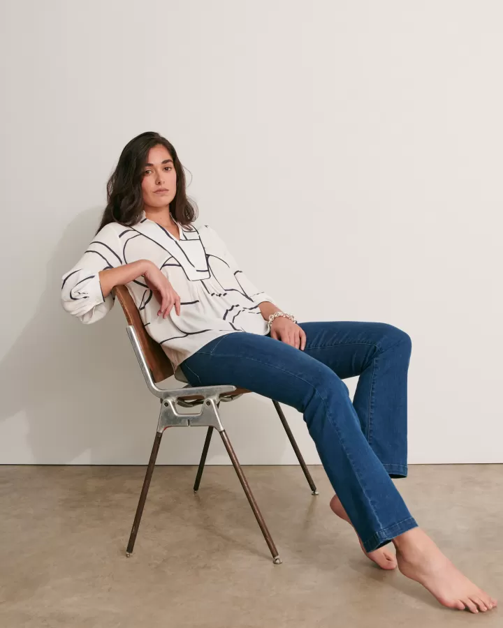 Tops & Chemises>DEVERNOIS Blouse imprimée En crêpe de viscose fluide Blanccasse