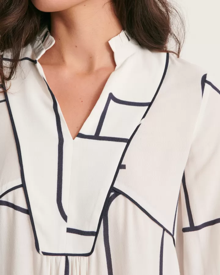 Tops & Chemises>DEVERNOIS Blouse imprimée En crêpe de viscose fluide Blanccasse