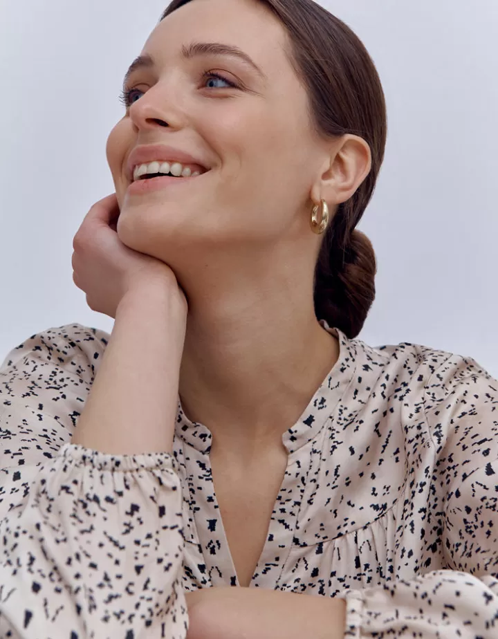 Tops & Chemises>DEVERNOIS Blouse imprimée En satin de viscose Ecru