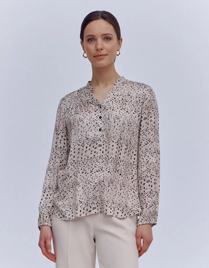 Tops & Chemises>DEVERNOIS Blouse imprimée En satin de viscose Ecru