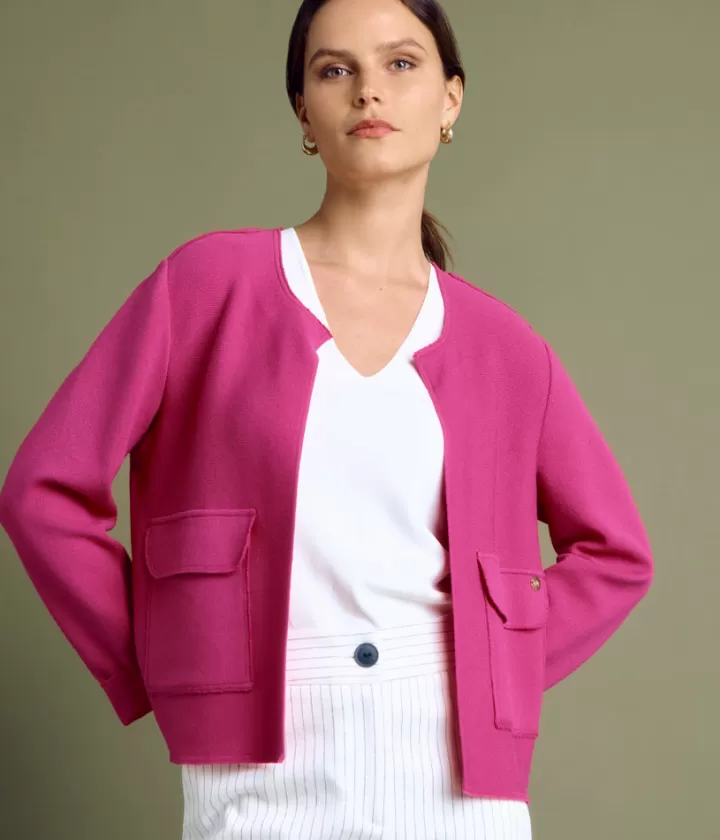 Vestes & Manteaux | Maille>DEVERNOIS Blouson maille Milano stretch Tricoté en France Roseindien