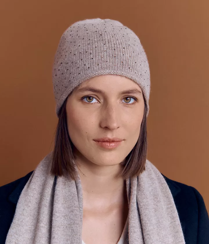 Accessoires>DEVERNOIS Bonnet en laine et cachemire À strass Beigeantilope