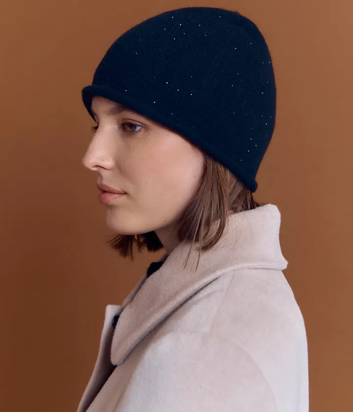 Accessoires>DEVERNOIS Bonnet en laine et cachemire À strass Noir