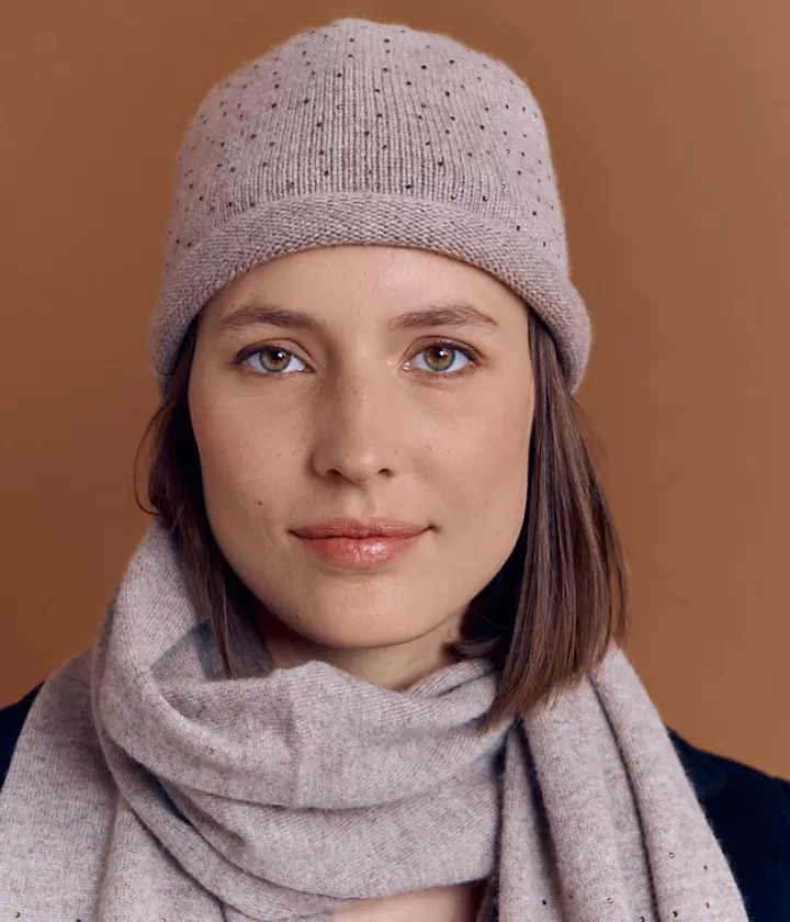 Accessoires>DEVERNOIS Bonnet en laine et cachemire À strass Beigeantilope