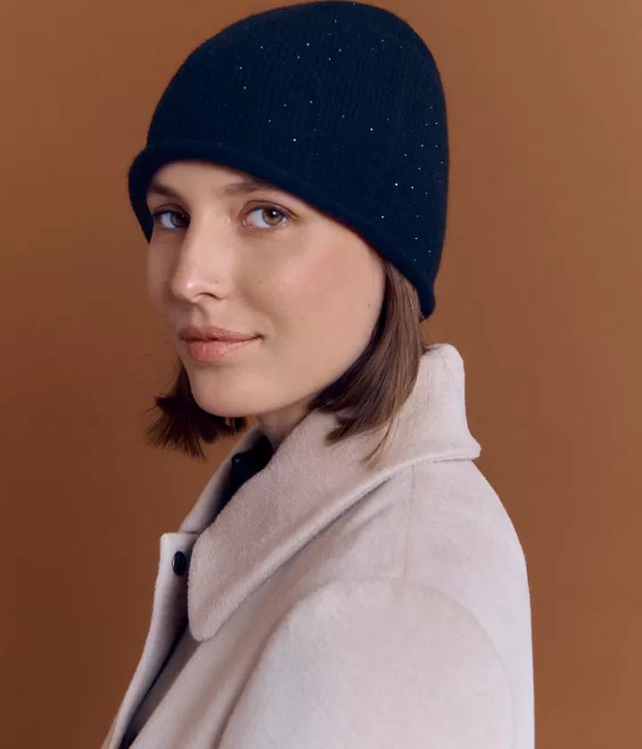 Accessoires>DEVERNOIS Bonnet en laine et cachemire À strass Noir
