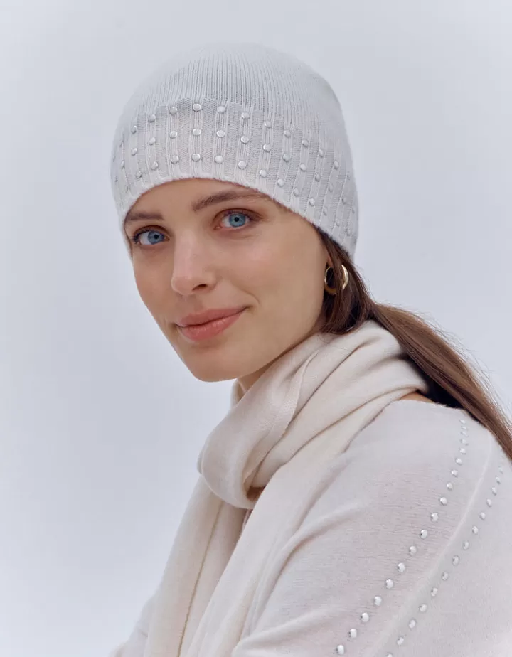 Accessoires | Maille>DEVERNOIS Bonnet en laine et cachemire Détails clous Beigechampagne