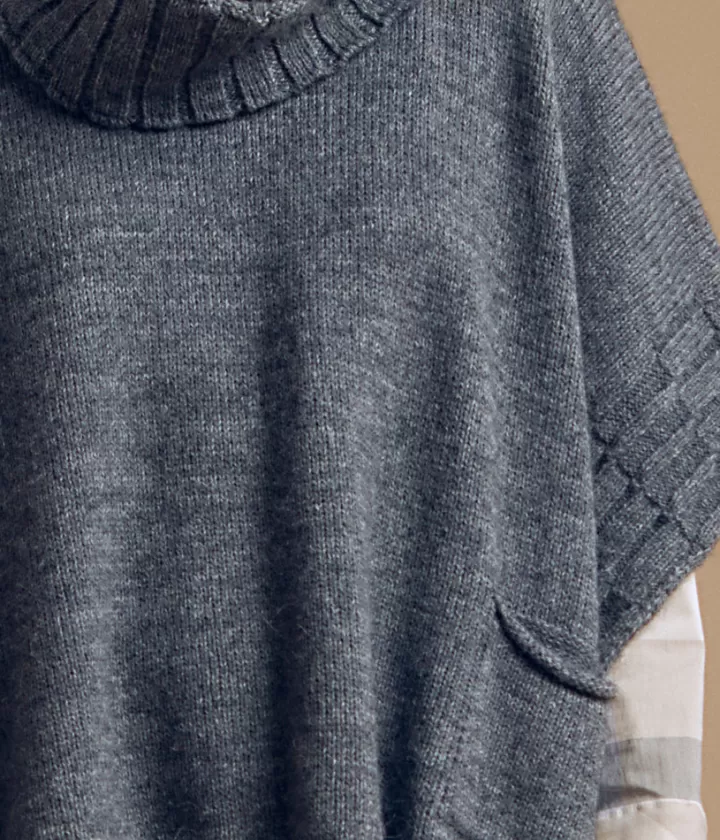 Maille>DEVERNOIS Cape col roulé en laine et alpaga Made in France Grischine