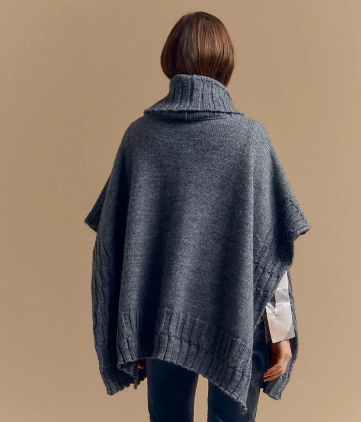 Maille>DEVERNOIS Cape col roulé en laine et alpaga Made in France Grischine