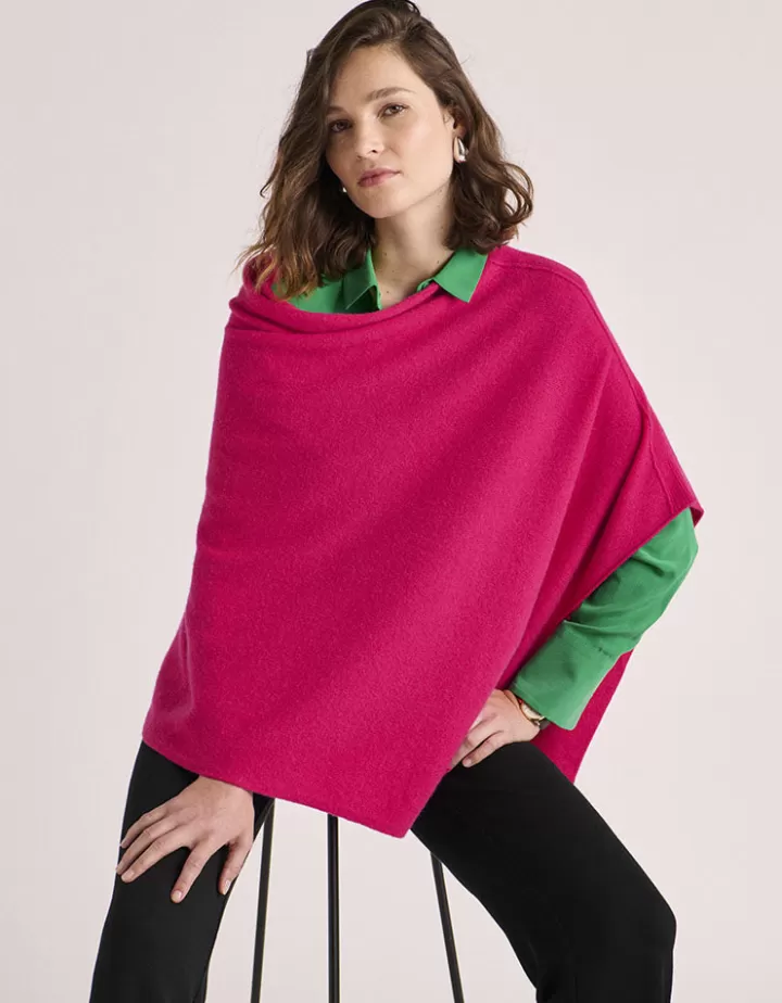 Maille>DEVERNOIS Cape En cachemire Rosefushia