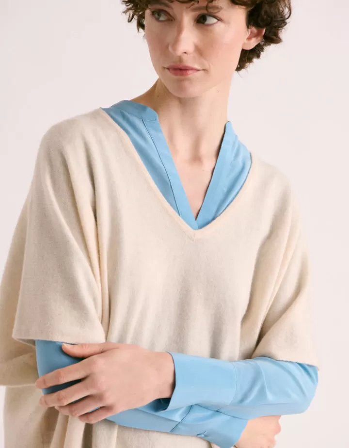 Maille>DEVERNOIS Cape En cachemire Blanccasse