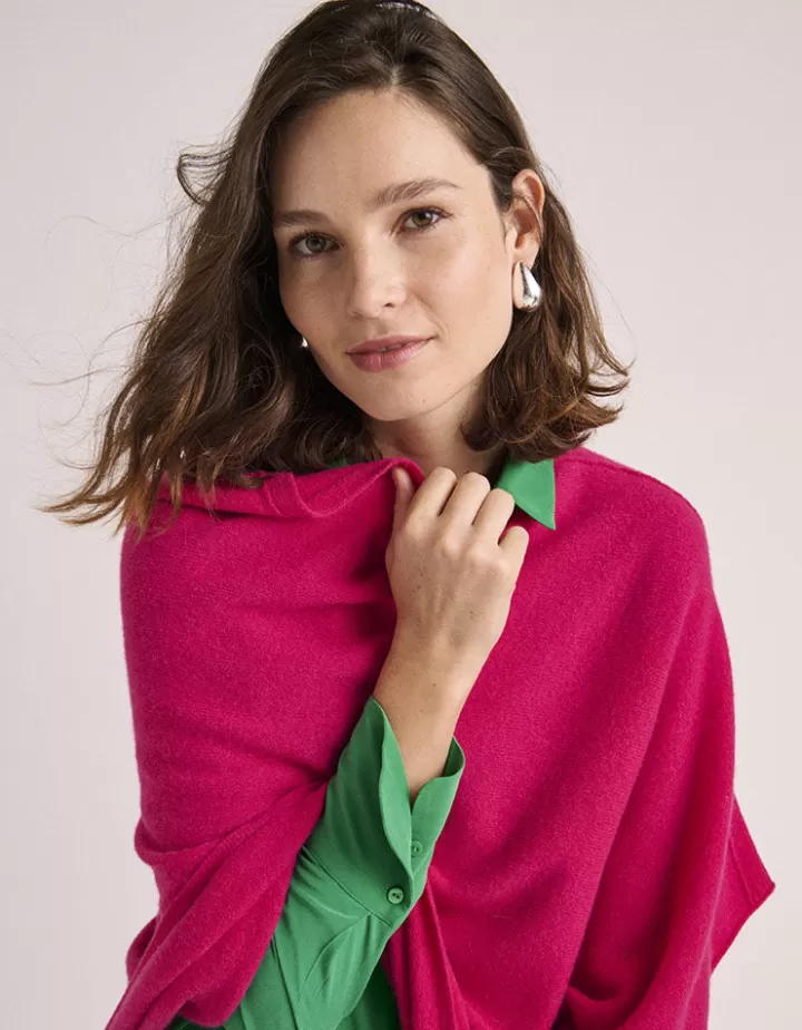Maille>DEVERNOIS Cape En cachemire Rosefushia