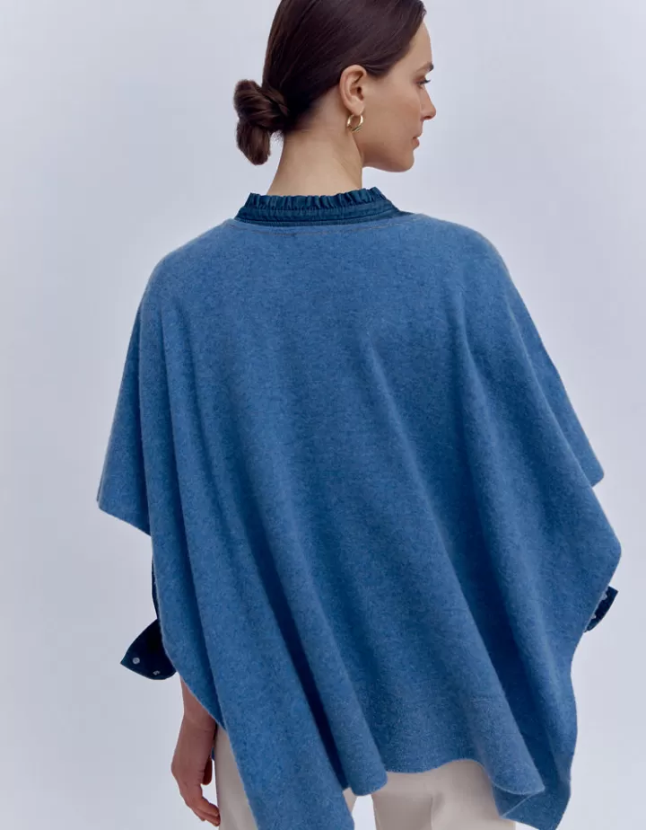 Maille>DEVERNOIS Cape en cachemire Encolure V Bleujean