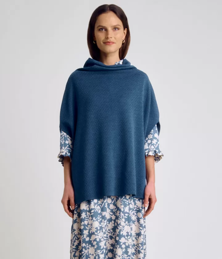 Maille>DEVERNOIS Cape en laine mérinos Made in France Bleujean