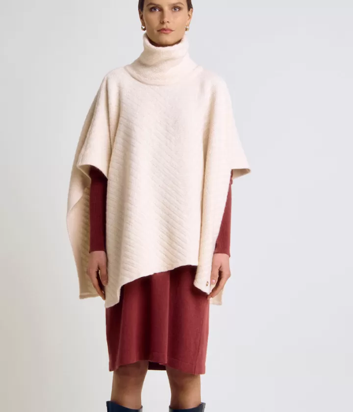 Maille>DEVERNOIS Cape en laine mérinos Made in France Beigecoquille