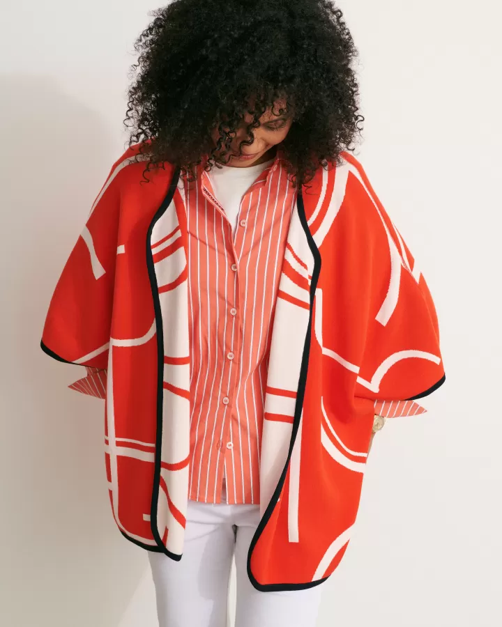 Maille | Vestes & Manteaux>DEVERNOIS Cape réversible en maille Made in France Orange