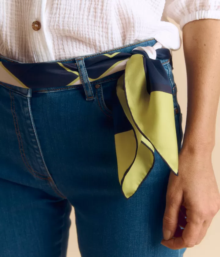 Accessoires>DEVERNOIS Carré en twill de soie Dessin exclusif Jaune