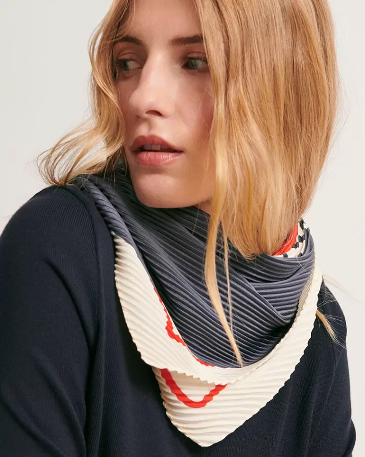 Accessoires>DEVERNOIS Carré imprimé En satin plissé Blanccasse