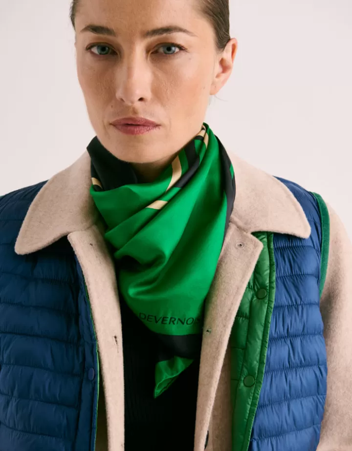 Accessoires>DEVERNOIS Carré imprimé En twill de soie Vertfonce