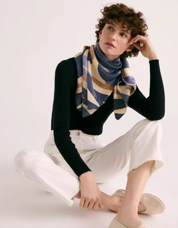 Accessoires>DEVERNOIS Carré plissé En satin Bleu