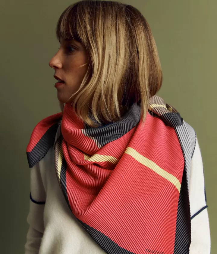 Accessoires>DEVERNOIS Carré plissé En satin Rose