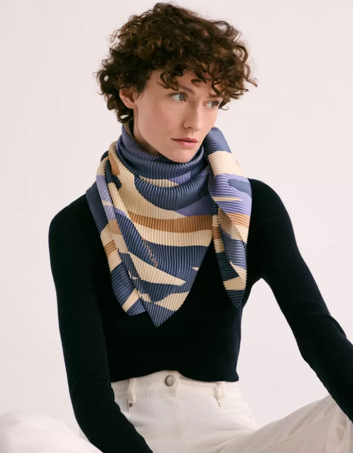 Accessoires>DEVERNOIS Carré plissé En satin Bleu