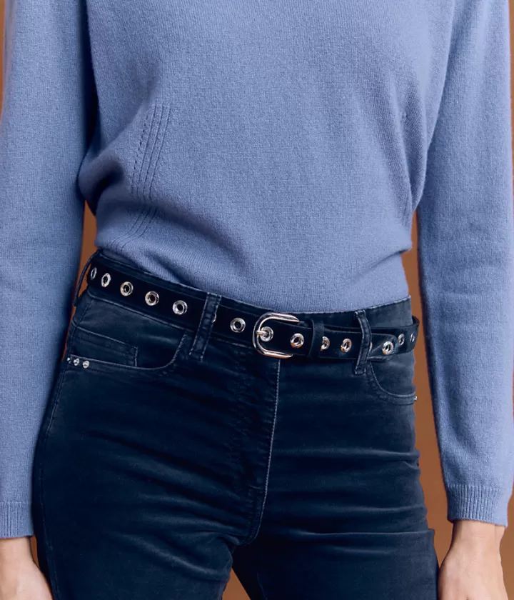 Accessoires>DEVERNOIS Ceinture en cuir À oeillets Noir