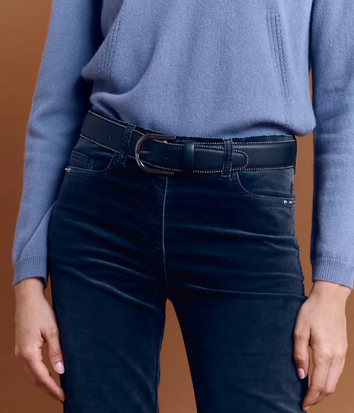 Accessoires>DEVERNOIS Ceinture en cuir Détails perles Marronloutre