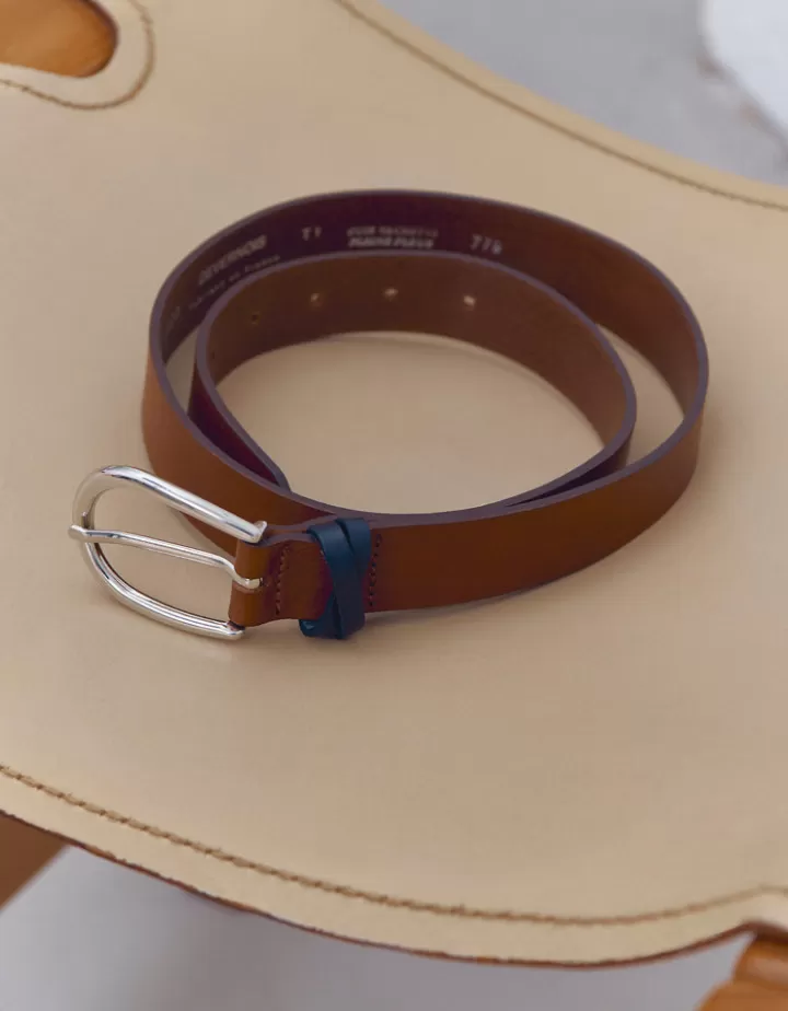Accessoires>DEVERNOIS Ceinture en cuir Made in France Marroncaramel