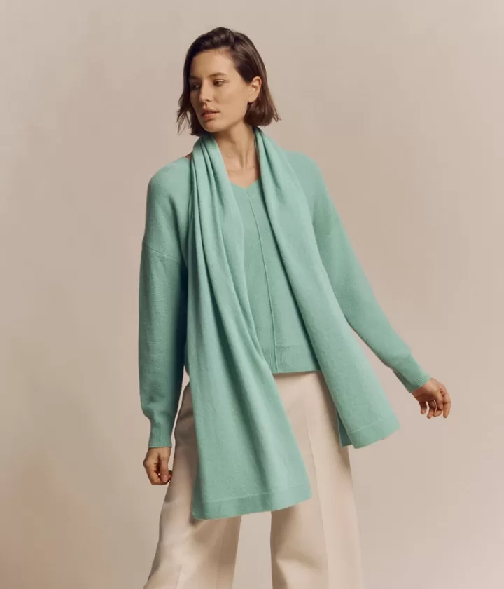 Accessoires | Maille>DEVERNOIS Écharpe En cachemire irisé Turquoiseamazonite