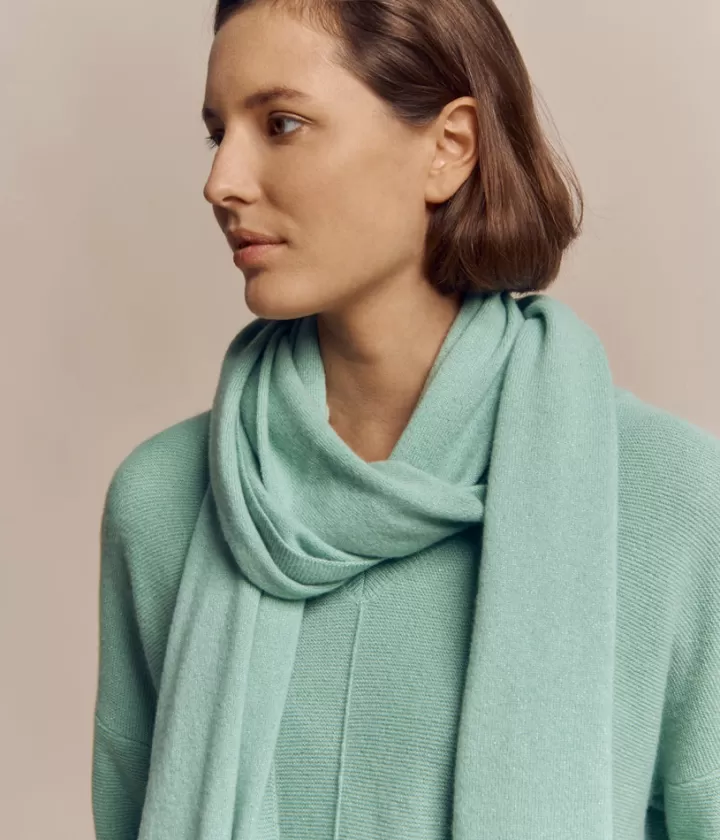 Accessoires | Maille>DEVERNOIS Écharpe En cachemire irisé Turquoiseamazonite
