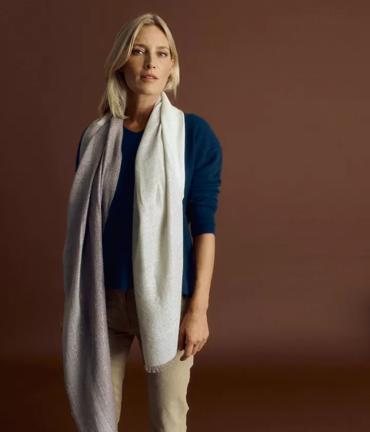 Accessoires>DEVERNOIS Écharpe en laine et modal Irisée Beige