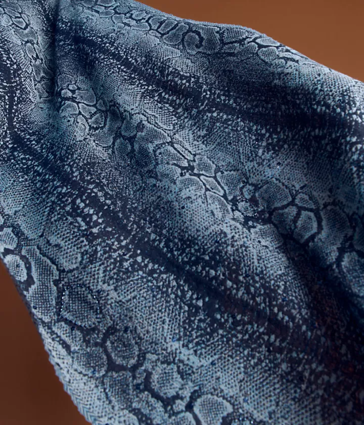 Accessoires>DEVERNOIS Écharpe Jacquard en laine Motif python Bleumarine