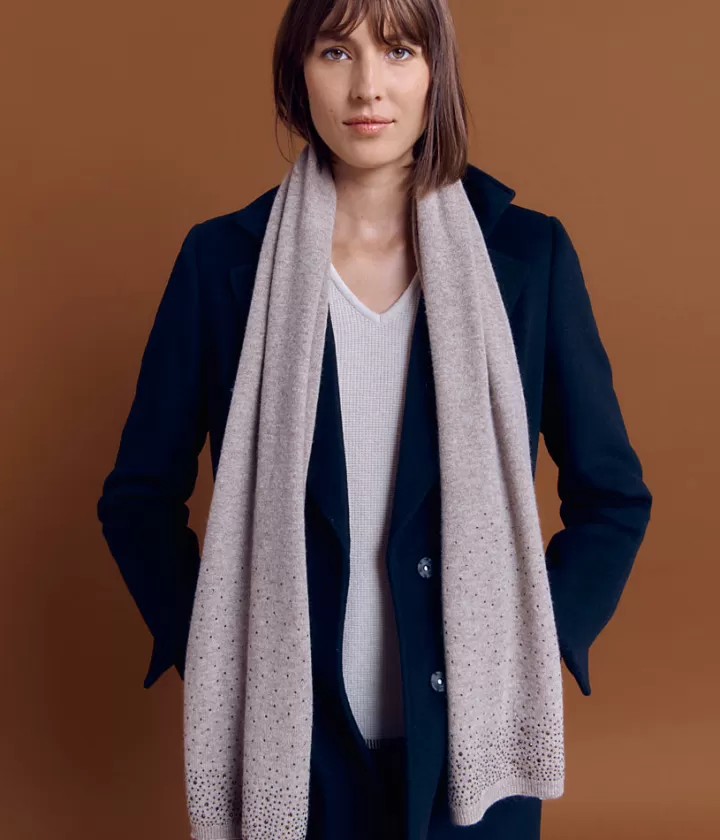 Accessoires | Maille>DEVERNOIS Écharpe maille en laine et cachemire À strass Beigeantilope