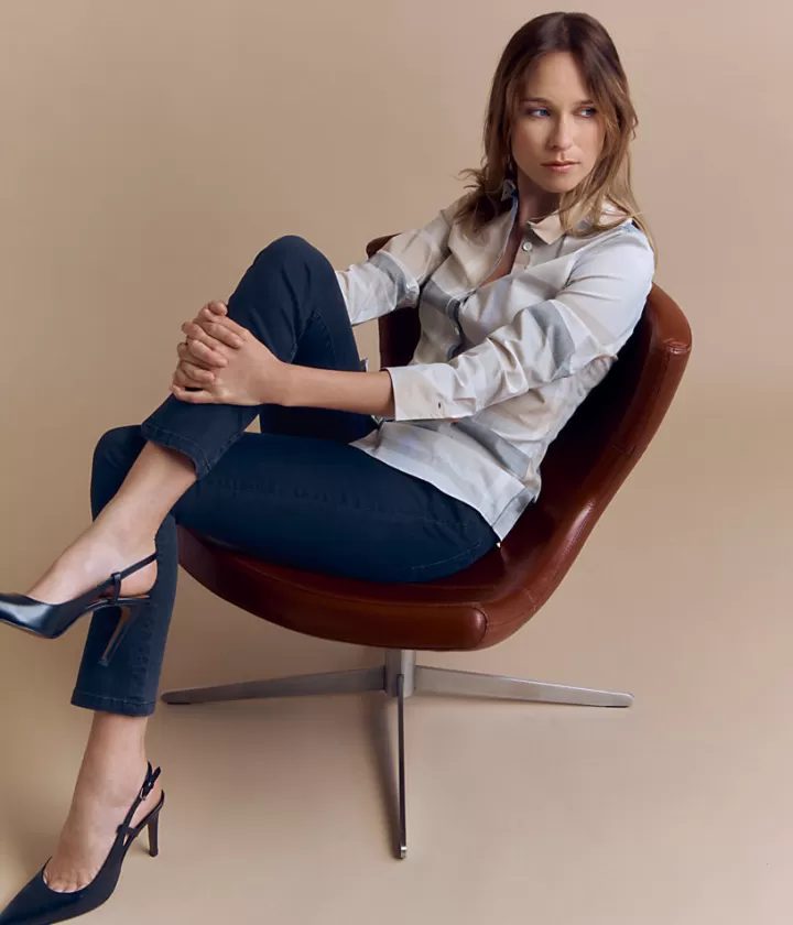 Tops & Chemises>DEVERNOIS Chemise imprimée en coton Tissu français Beige