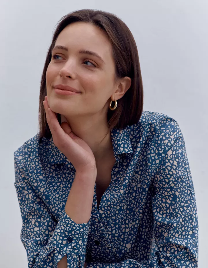Tops & Chemises>DEVERNOIS Chemise imprimée En popeline de coton Bleu