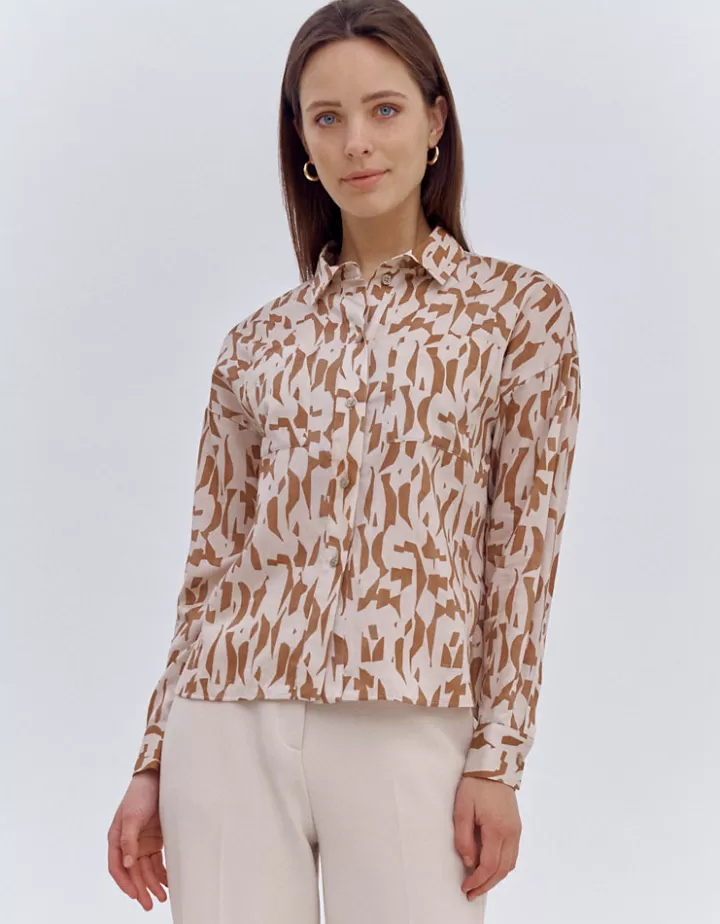 Tops & Chemises>DEVERNOIS Chemise imprimée En popeline de coton Ecru
