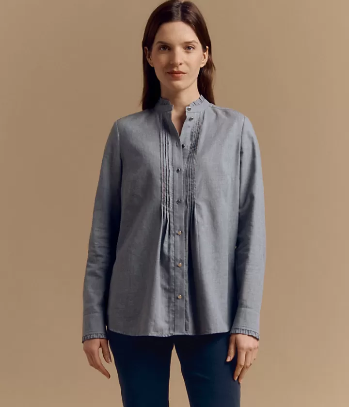 Tops & Chemises>DEVERNOIS Chemiser à pinces en coton En flanelle Grissouris