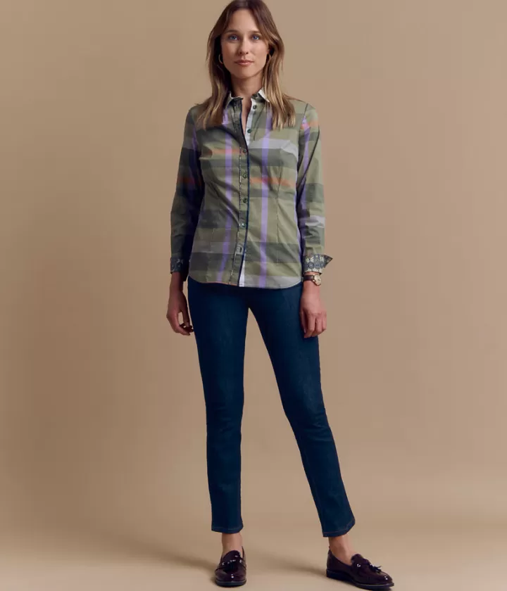 Tops & Chemises>DEVERNOIS Chemisier à carreaux en coton Tissu français Vertfonce