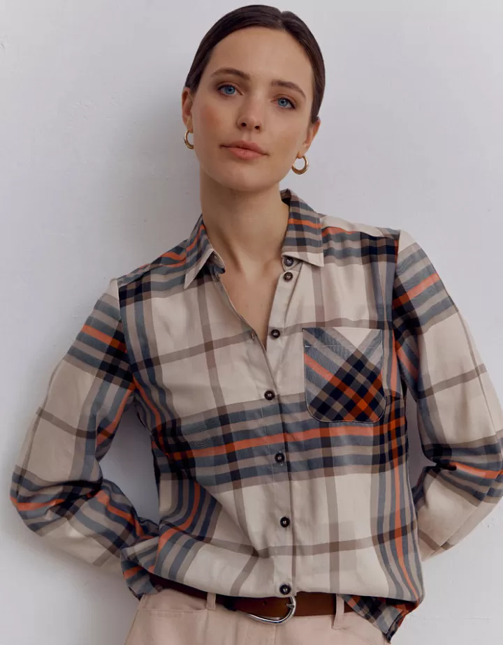 Tops & Chemises>DEVERNOIS Chemisier à carreaux En lyocell et coton Orange