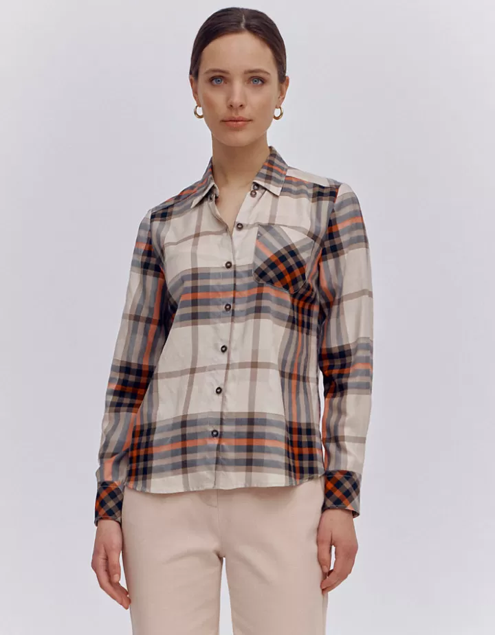 Tops & Chemises>DEVERNOIS Chemisier à carreaux En lyocell et coton Orange