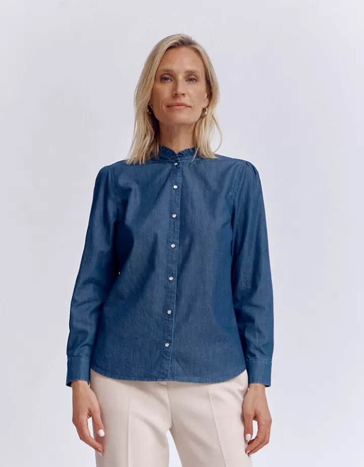Tops & Chemises>DEVERNOIS Chemisier En jean fluide Bleujean