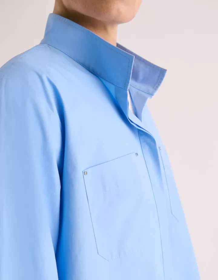 Tops & Chemises>DEVERNOIS Chemisier En popeline de coton Bleuatlantique