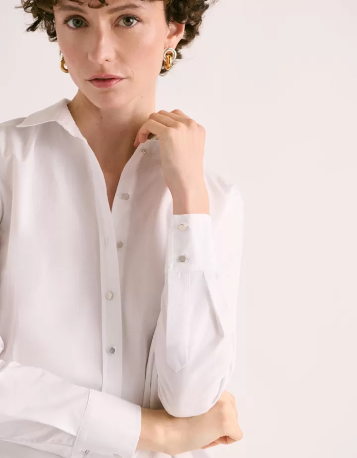 Tops & Chemises>DEVERNOIS Chemisier En popeline de coton Blanccasse