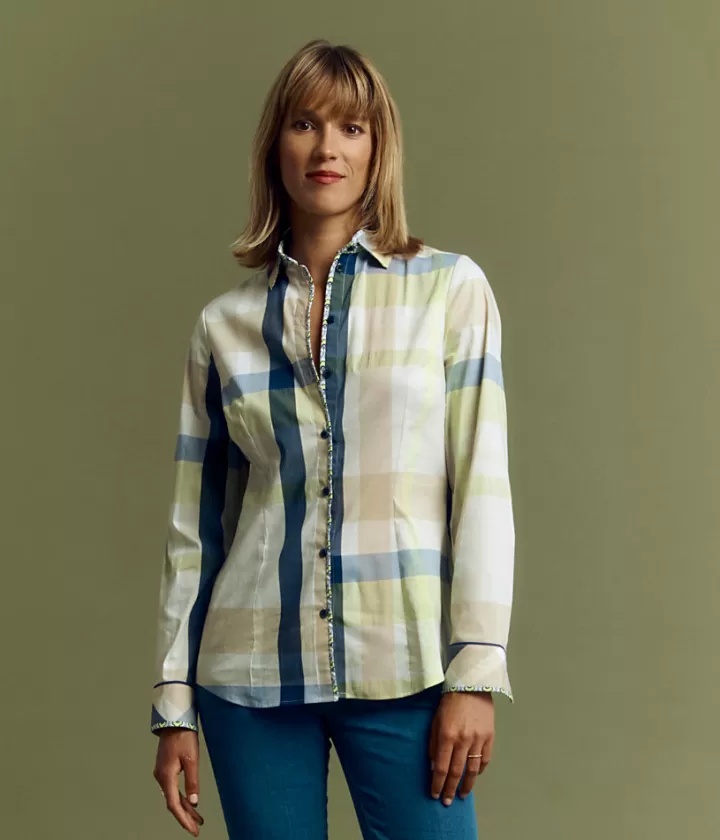 Tops & Chemises>DEVERNOIS Chemisier en popeline de coton Tissu français Vertclair