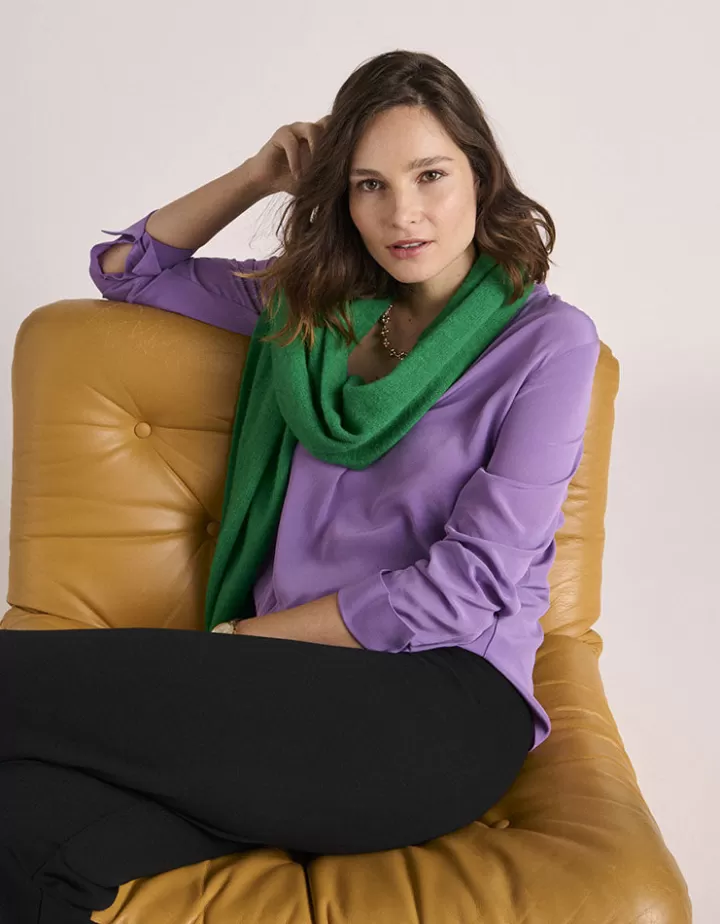 Tops & Chemises>DEVERNOIS Chemisier en soie lavée Encolure tunisienne Violetiris