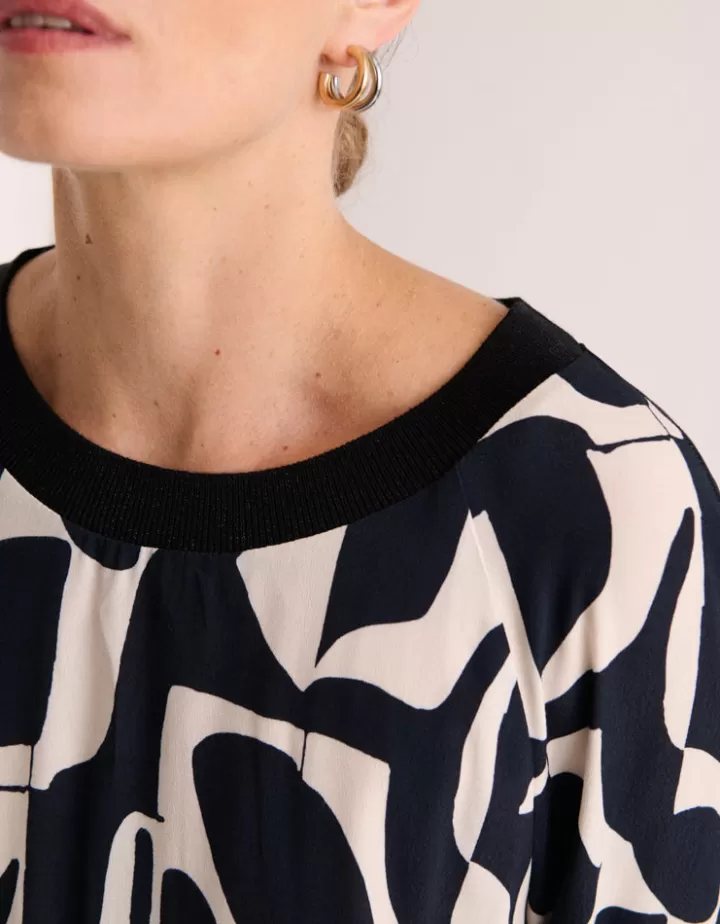 Tops & Chemises>DEVERNOIS Chemisier imprimé En crêpe de viscose Noir
